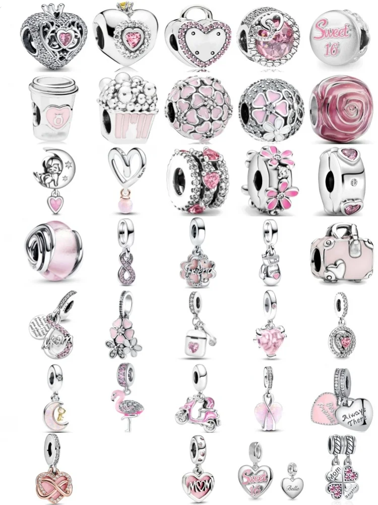 2025 حار بيع 925 الفضة الوردي الطيور قلادة على شكل قمر مناسبة للأساور الأوروبية DIY بها بنفسك اكسسوارات المرأة هدايا مجوهرات Charm #2