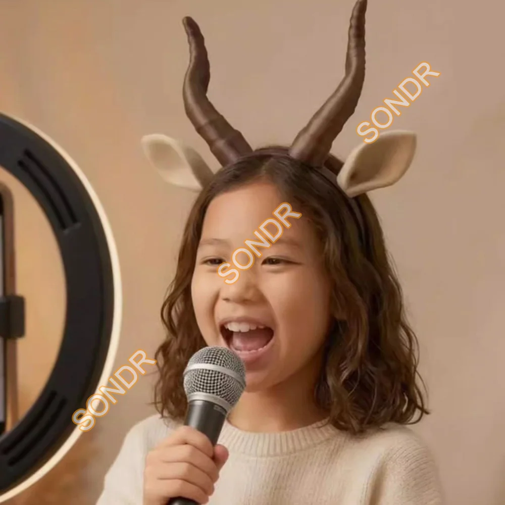 Anime Zoo 2 Singer Gazelle Cosplay Ears Horns Headwear For Girls Women Halloween Party Performance Role Play Accessories