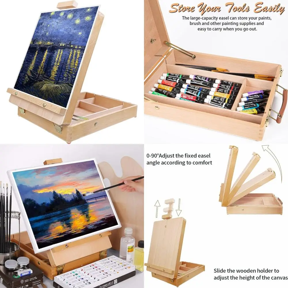 Tabletop Beechwood Art Easel for Painting Canvases Table Easel Stand for Painters Painting by Numbers, Students Beginners Artis