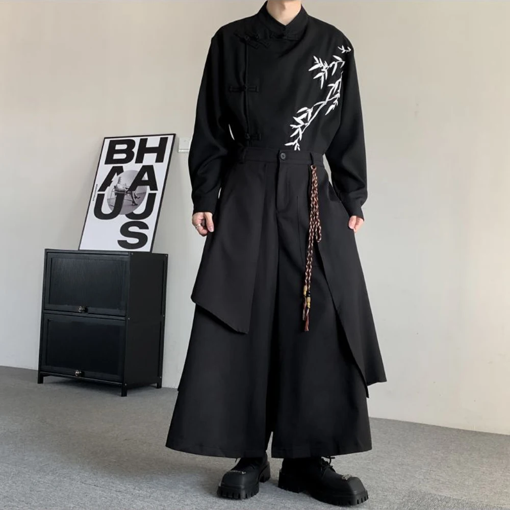XS-5XL Summer New Men's Patchwork Skirt Pants Unisex American Retro Fashion Trend High Street Loose Casual Niche Men's Bottoms