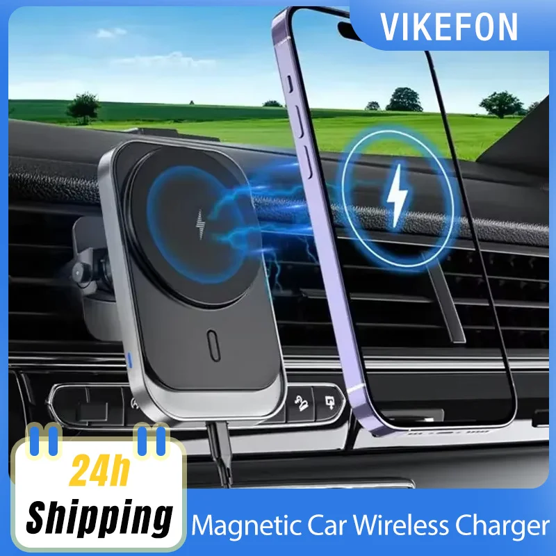 

Магнитное автомобильное беспроводное зарядное устройство 15 Вт для iPhone 17 16 15 14 Pro Max, мини-магнитный автомобильный держатель для телефона, подставка, станция быстрой зарядки
