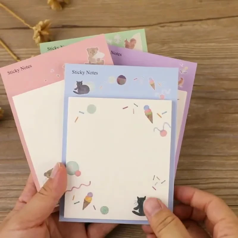 

50sheets Creative Notes, Japanese Cartoon Message Notes, Exquisite And Cute Cat Memo Diary, Convenience Sticky Notes School