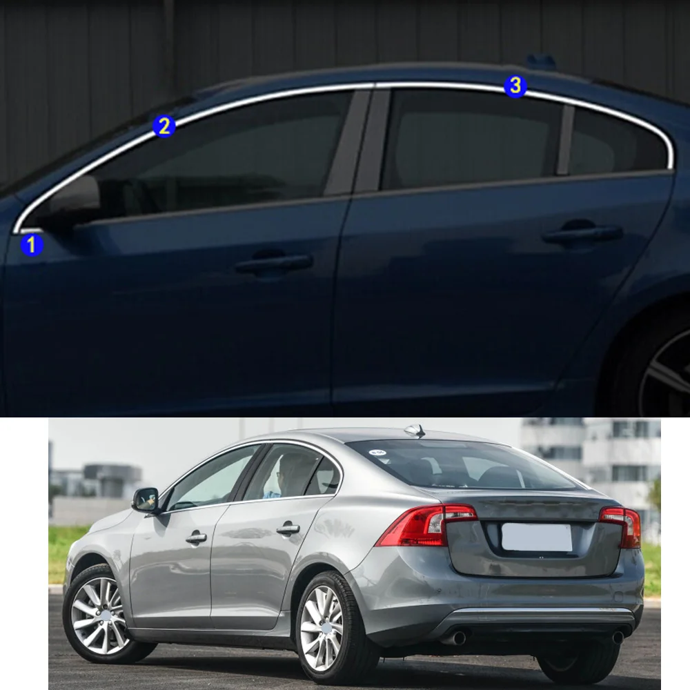 

Для Volvo S60 2013 2014 2015 2016 2017 2018 2019 + Автомобильная Наклейка декоративная стойка оконная средняя полоса отделка капоты рамы