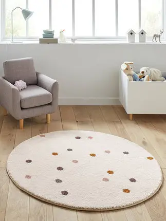 

Round Colorful Spotted Carpet for Children, Non-Slip Mat, Small Cashmere, Bedroom, Living Room, Home, Cartoon