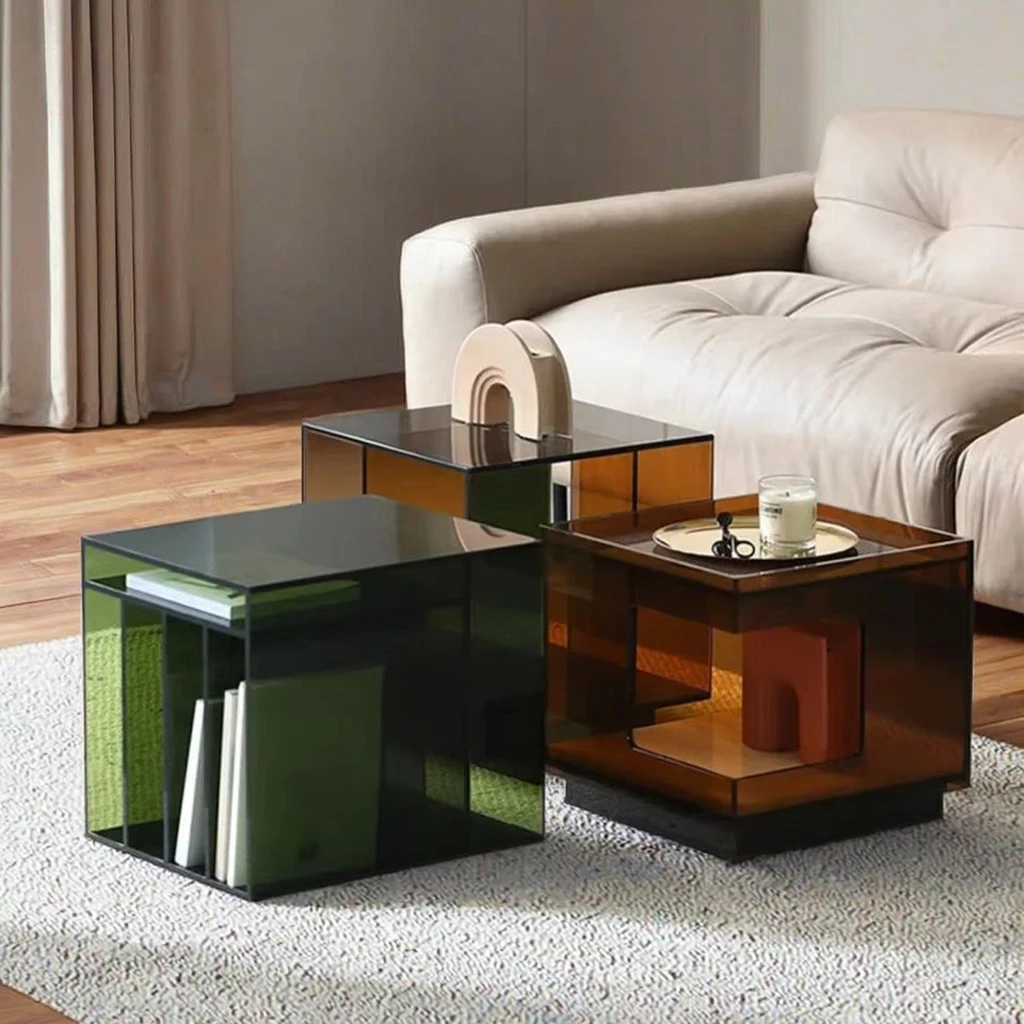 qe-Modern Simple Designer Coffee Table with Wooden Panel for Living Room Bedroom-Includes Magazine Rack for Home Furniture%