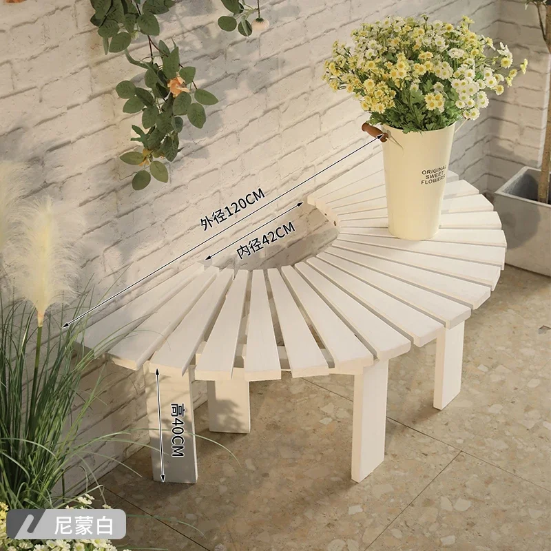 Anti-corrosion wooden tree stool flower garden chair outdoor rest stool outdoor solid wood long chair courtyard long bench