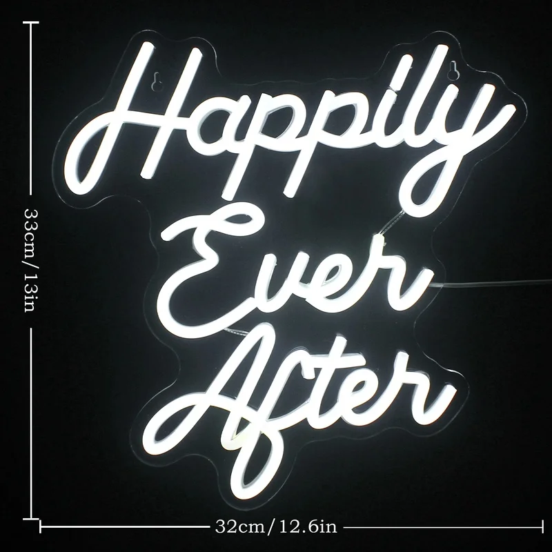 Happily Ever After Neon Signs LED Neon Light Wedding Happy Birthday Neon Light Decoration Lights Party Neon Sign 5/12V USB