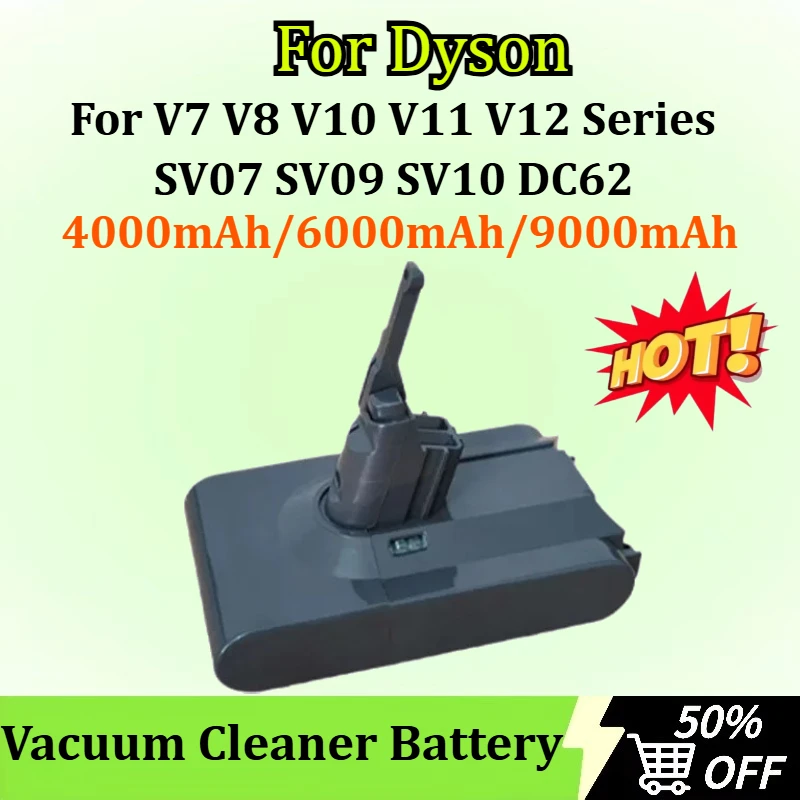 

New 21.6V 4000mAh/6000mAh/9000mAh Vacuum Cleaner Battery for Dyson V7 V8 V10 V11 V12 Series SV07 SV09 SV10 DC62 Rechargeable