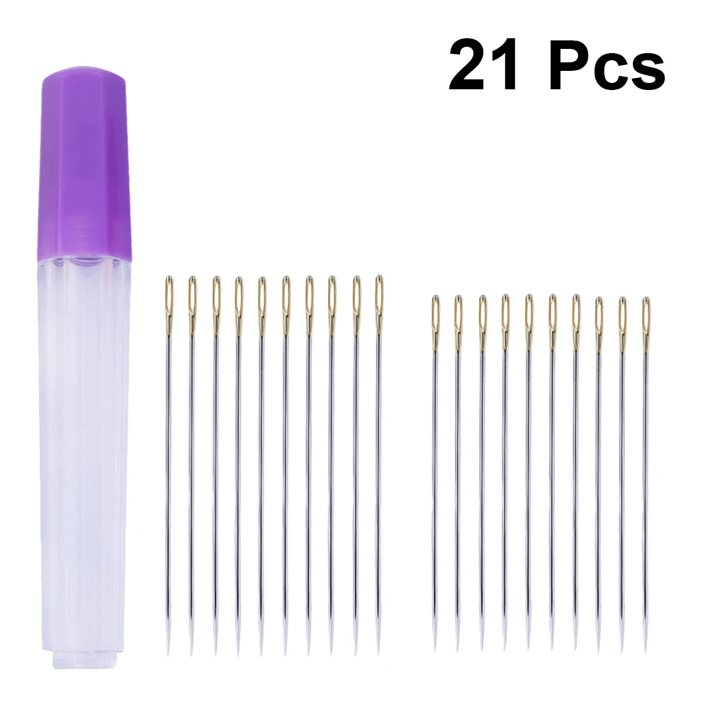 

20Pcs Sewing Needle Set Large Eye Stainless Steel Needles Anti-Rust Pointed Stitching Needles for Knitting Crochet Cross Stitch
