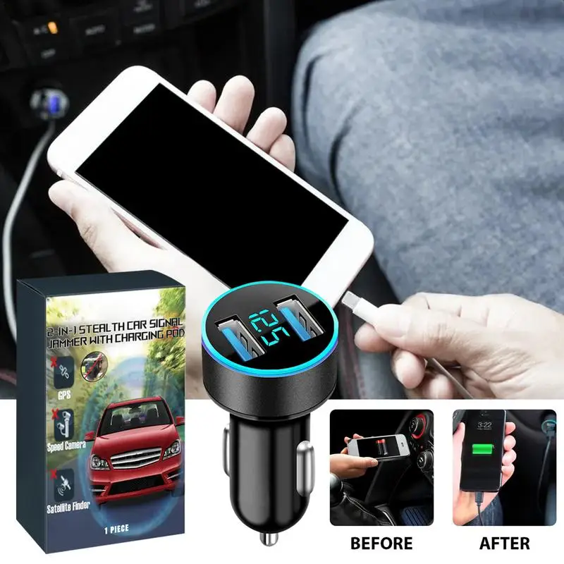 Car Charger Adapter Fast Charging Car Charger LED Adapter Multi-Function Charger With Voltage Display For Cell Phone Camera