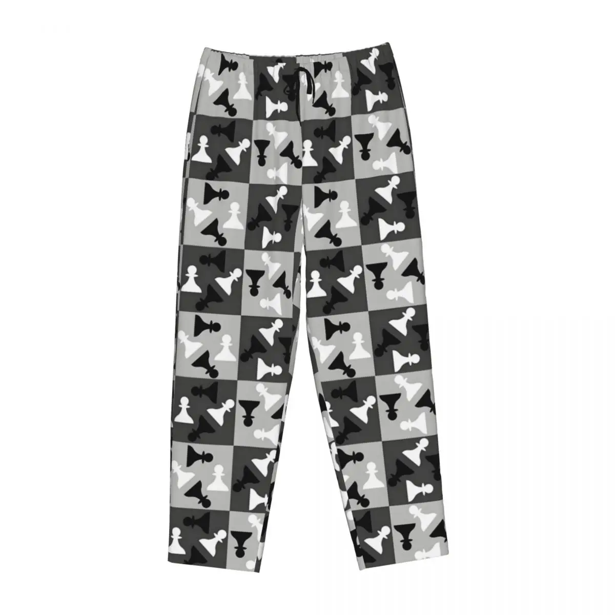 Custom Print Dames Schaakbord Pyjamabroek Schaakspel Nachtkleding Slaap Lounge Bodems met Zakken