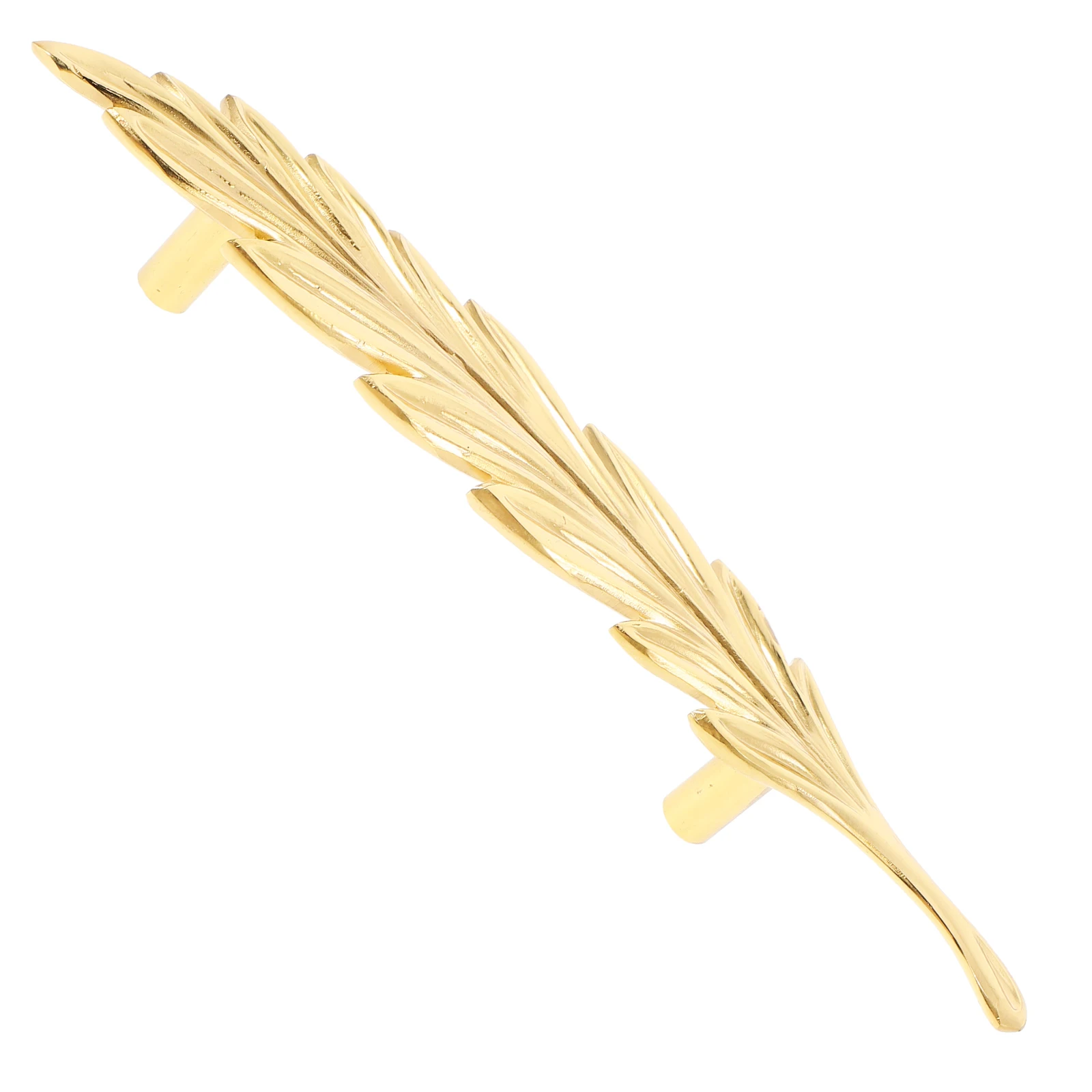 

Brass Cabinet Knobs Leaf Shaped Drawer Pulls Golden Handles for Cabinets Dressers 2 Holes Storage Furniture Hardware