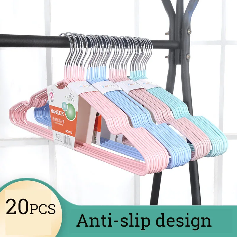 

10/20pcs Metal Coat Hanger Clothes Organizer Wardrobe Shirt Suit Storage Save Space,Balcony Adult Non-slip Drying Rack