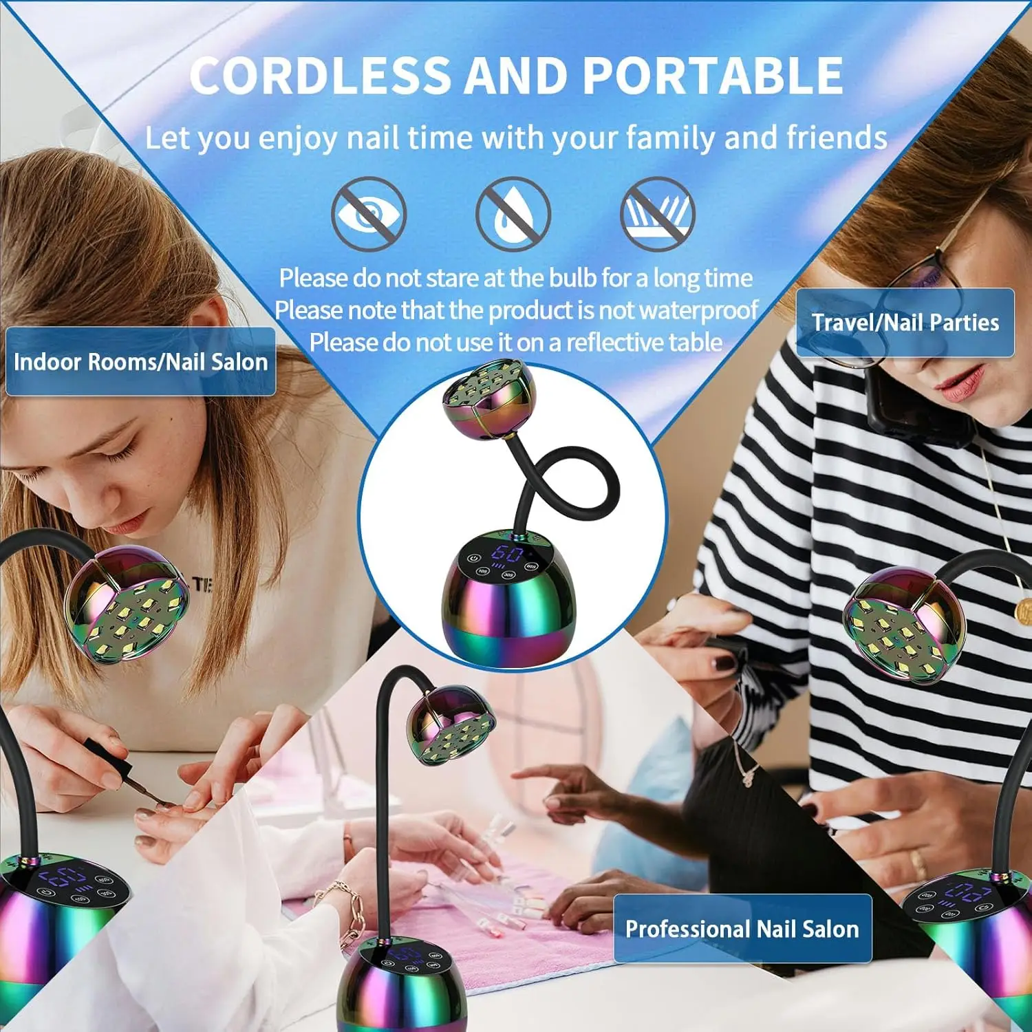 مصباح أظافر LED بالأشعة فوق البنفسجية بقدرة 36 وات، مجفف أظافر جل صغير محمول مع مستشعر تلقائي، 3 مؤقتات، شاشة LCD