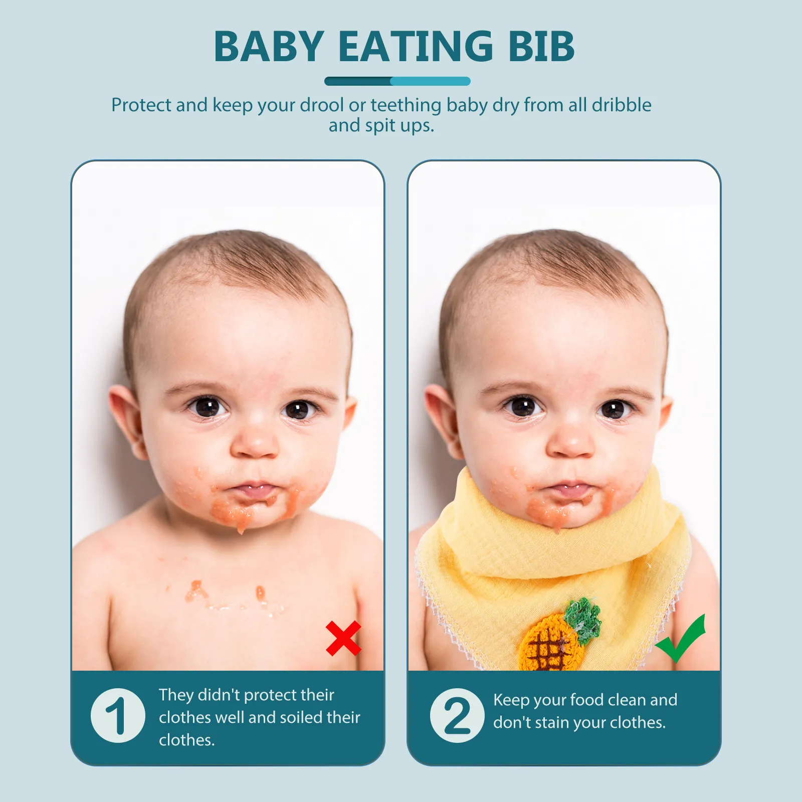 

2Pcs Cartoon Baby Drooling Bibs Soft Crepe Feeding Bibs for Infant Toddler Girls Boys Baby Shower Gift Toddler Bib