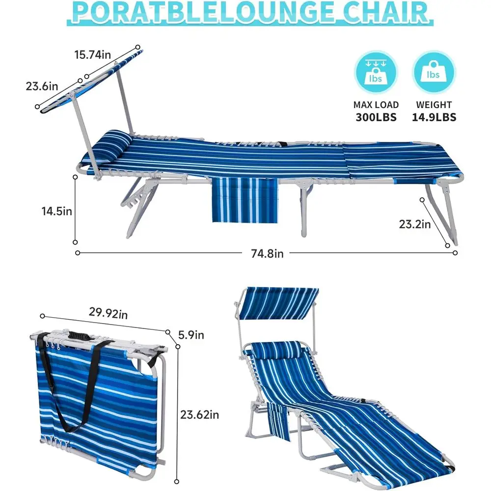 كرسي تسمير 3 في 1 قابل للطي مع فتحة للوجه ومظلة، سعة شديدة التحمل بسعة 300 رطل، 5 أوضاع قابلة للتعديل، شاي صالة خارجي #2