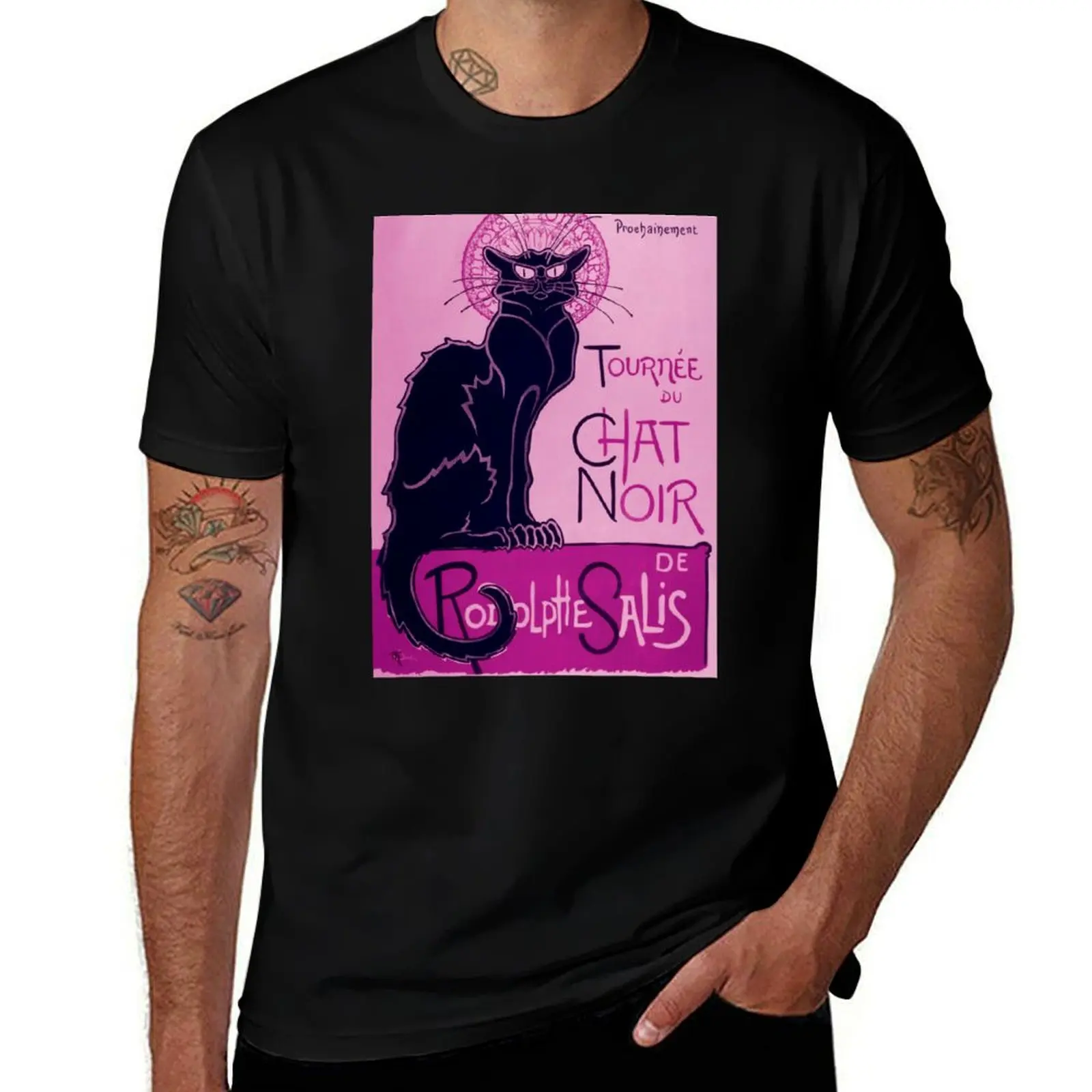

Pink Le Chat Noir T-Shirt funny t shirts man t shirts for man cotton soft men t shirt cotton 100% T-Shirt