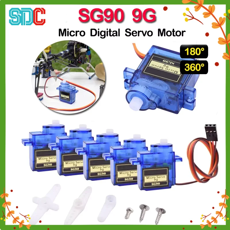 2/4/pcs Sg90 Servo Motor Micro 9g 180 360 Degree Mount Sg90 Kit Without Metal Gear Pro Rc Car Toy Airplane Arduino Uno Diy