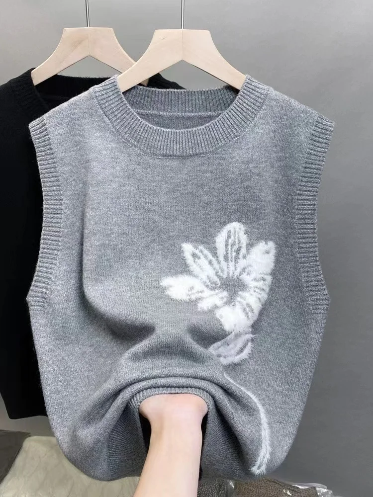 

round Ne Svel Knitted Wool Vest Women's Faion Design Pure Color Layering Top Comfortable Fit Commute Sle Knitwear