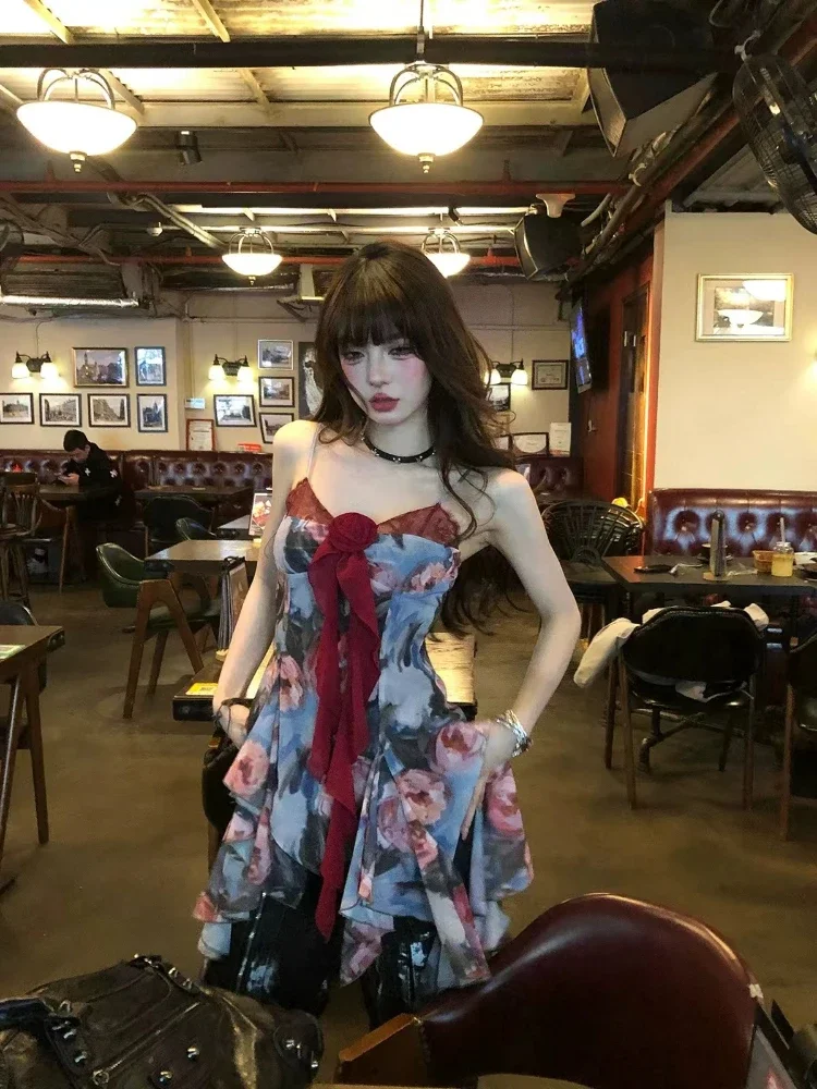 

Summer 2025 Irregular Ruffle Camisole Women Coquette New Vintage Lace Design 2000s Halter Tops Female Sexy Gyaru Y2k dsji2d