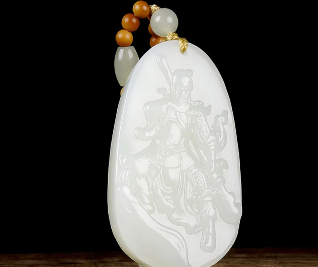 

Ювелирные изделия из натурального нефрита Хэтянь, кулон из белого нефрита Overlord Guan Gong и Tian Jade, кулон