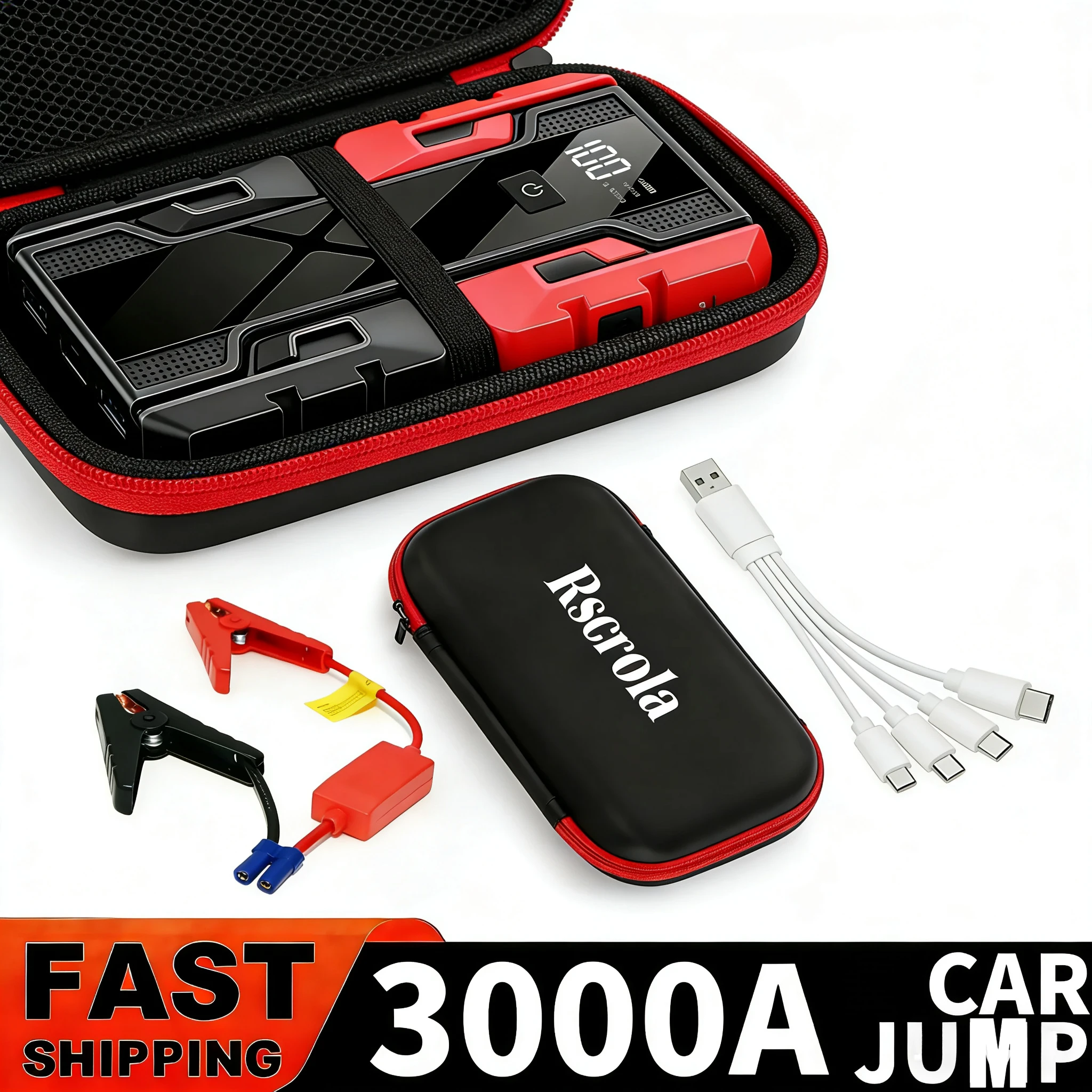 

Портативное пусковое устройство 3000А 99800мАч 12В для бензиновых/дизельных автомобилей с функцией Power Bank и LED-фонариком