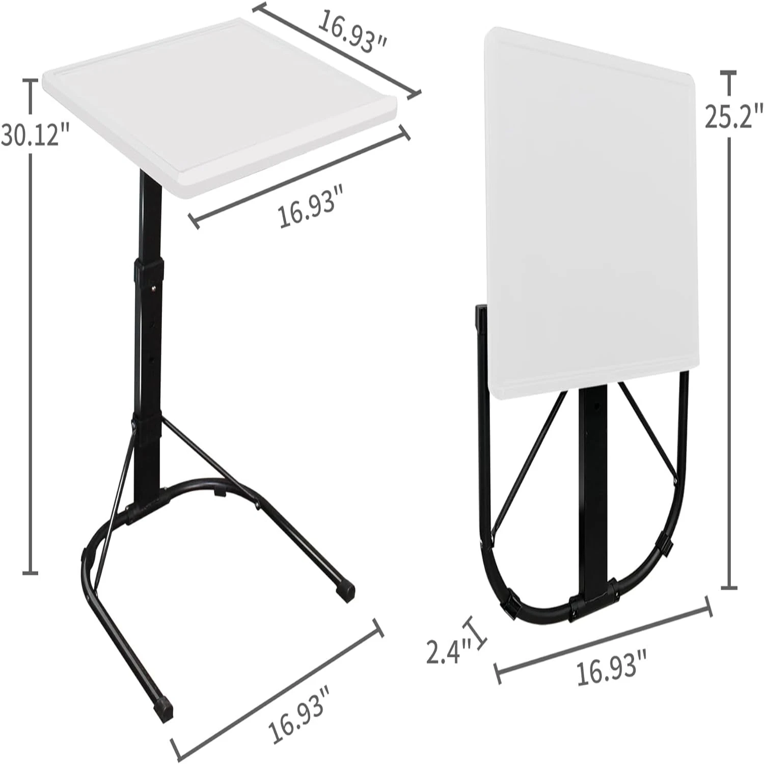 Klappbares TV-Tablett, verstellbares TV-Abendessen, tragbare Tische, zusammenklappbar zum Essen und Laptops, höhenverstellbar, 2 Stück, Stand-up-Schreibtisch