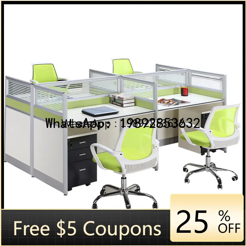 T2-27 Alloy Screen Employee Desk Simple Office 4-Person Desk and Chair Set