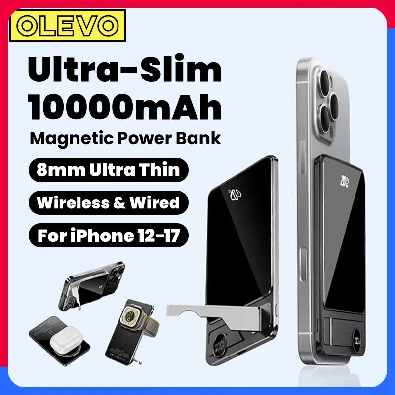 

Ultra Thin Macsafe Powerbank Magnetic Wireless Power Bank Portable Charger Fast Charging Battery For iPhone Xiaomi Samsung Watch