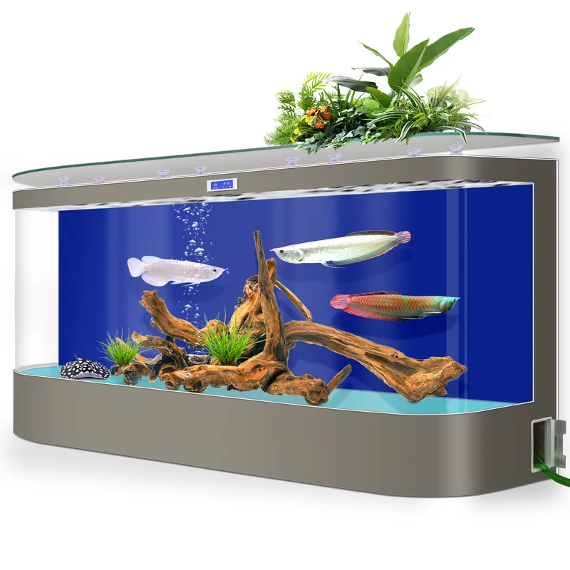 Super large office high-end floor-to-wall living room glass fish tank