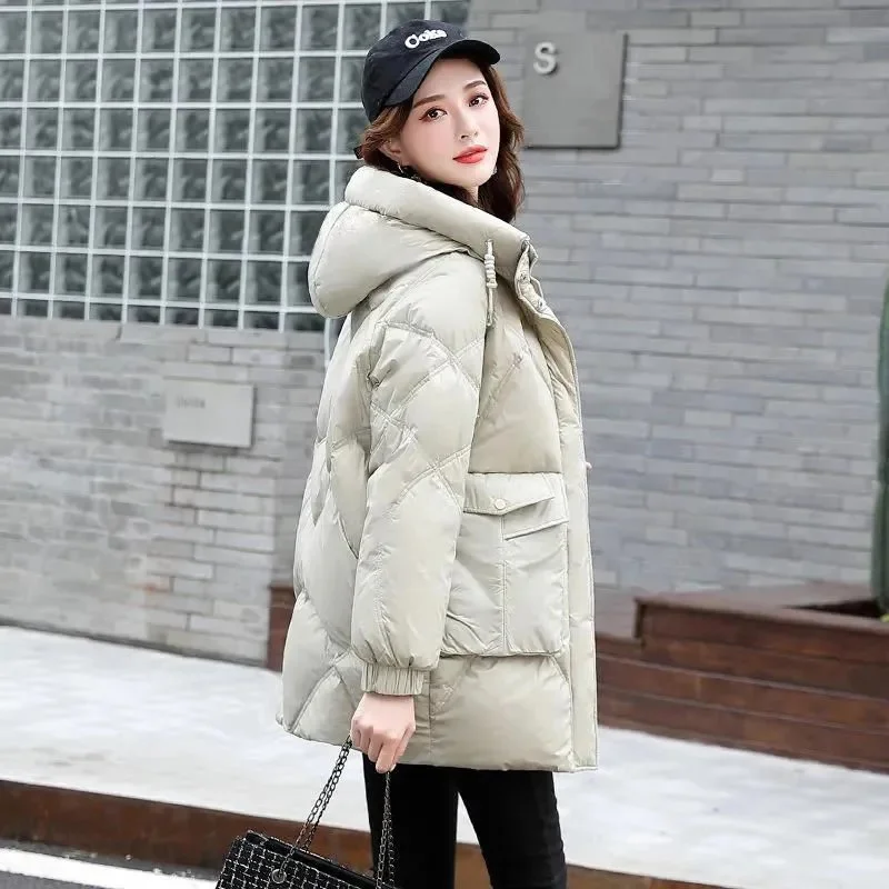 

New 2024 Women Jacket Winter Thick Hooded Cotton Padded Coats Female Korean Loose Puffer Ladies Parka Warm Jackets