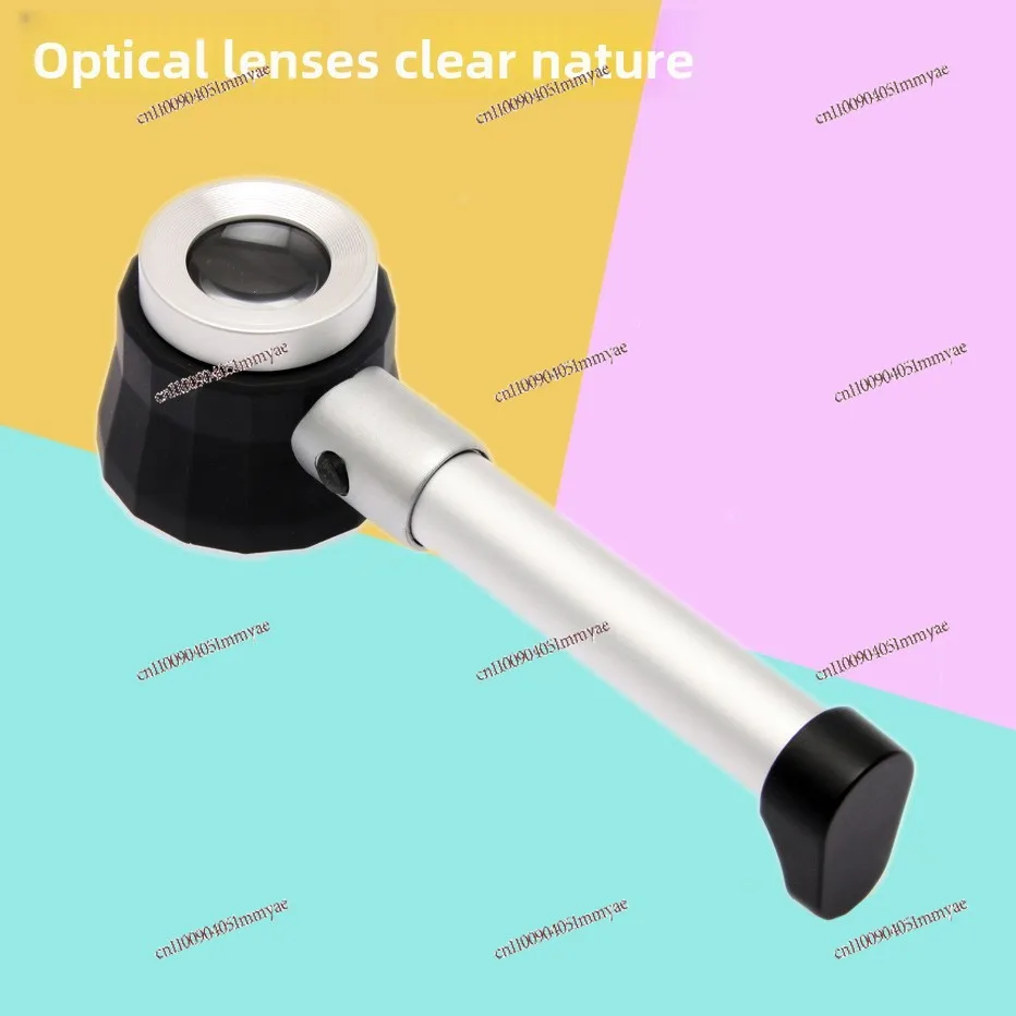 Handheld led light with scale 10 times optical magnifying glass pocket magnifying glass