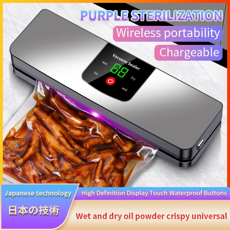 Rechargeable Wireless Portable Vacuum Sealer with Countdown Display Multi-Pack Touch Buttons for Home And Camping Use