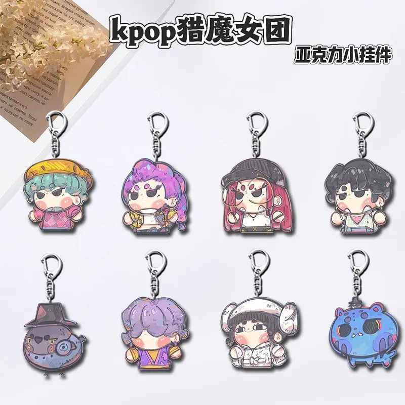 

KPop Demon Hunters Keychain Anime Character Acrylic Keyring Charms Cartoon Backpack Pendant Car Key Accessories Birthday Gifts