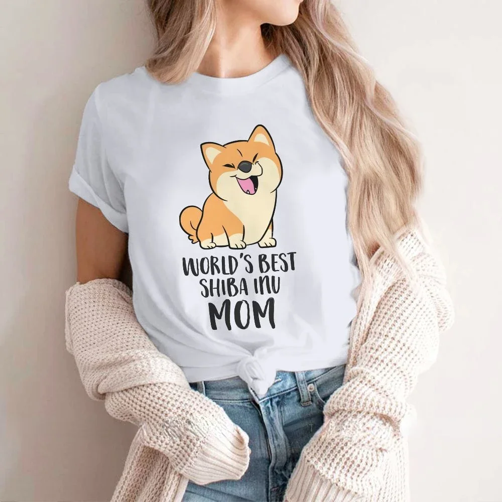 Kawaii graphic World\'s Best Shiba Inu Mom Dog Harajuku Tshirt Shiba Printing Streetwear Comfortable Tees Girl Unique Gift