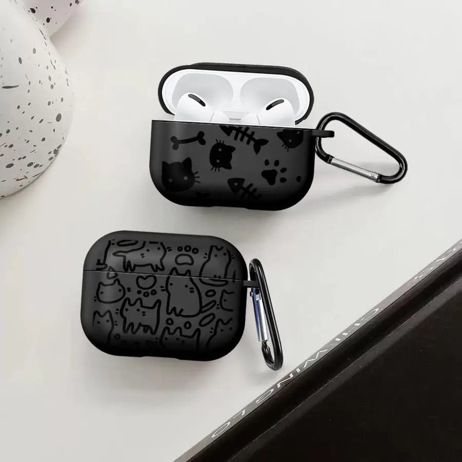 Kopfhörerhüllen Schutzhülle für Airpods 3 Pro2 Pro3 Pro 4 1 2 Cartoon Line Cat