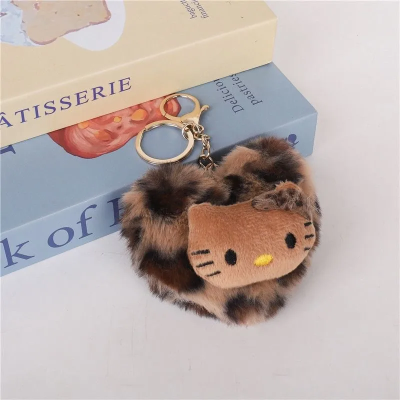 Storage Bag Pendant Cartoon Sanrio Hello Kitty Fashion Bag Retro Leopard Doll Pendant Kawaii Anime Toy Keychains Accessories Key