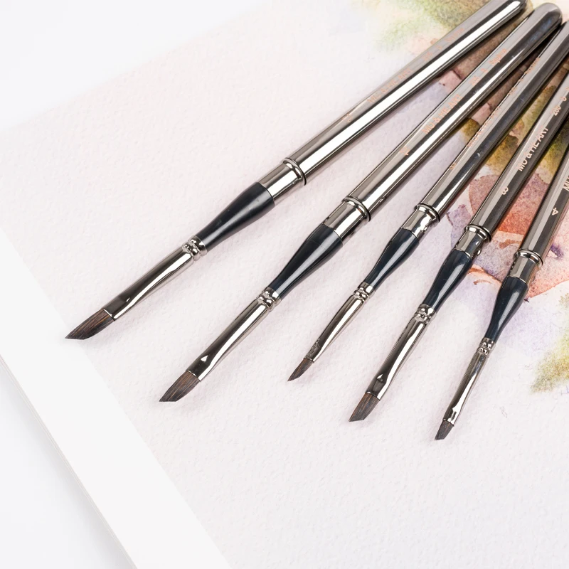 السفر قلم صغير السنجاب الشعر مختلط الفنان المائية اللوحة فرشاة أداة بندقية مطلي غطاء نحاسي مائل رئيس 205S MU HE AR #2