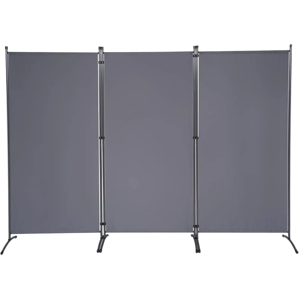 3 panel folding privacy screen, 6 foot tall metal frame wall divider, separate room partition for office bedroom study Screens