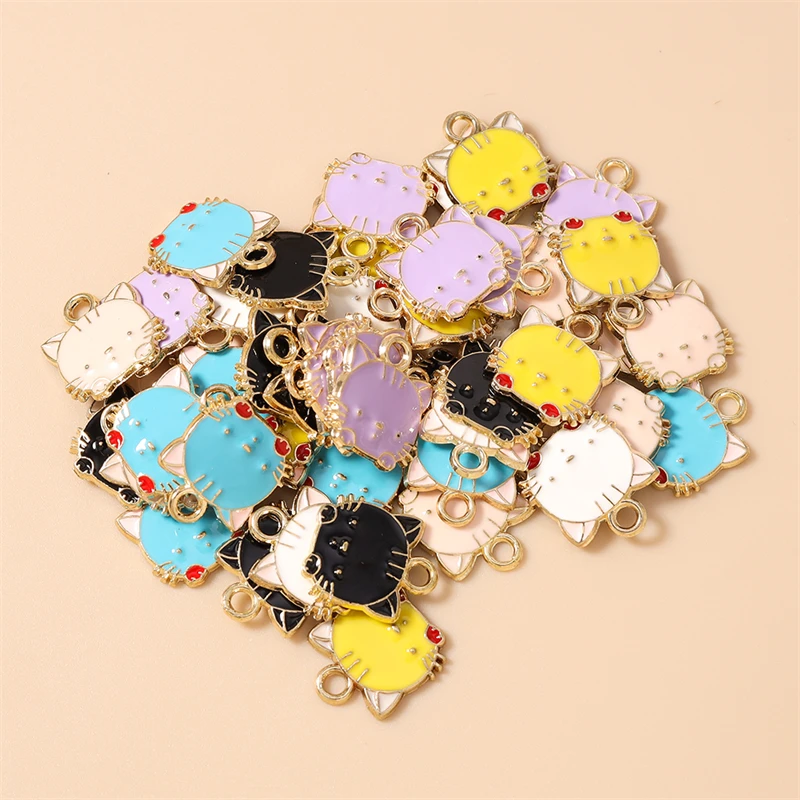 20 Stück 14x15mm Cartoon-Emaille-Tieranhänger Katzen-Charms für die Herstellung von Ohrhängern, Halsketten, Armbändern, DIY-Bastelarbeiten, Schmuckzubehör – Detail 15