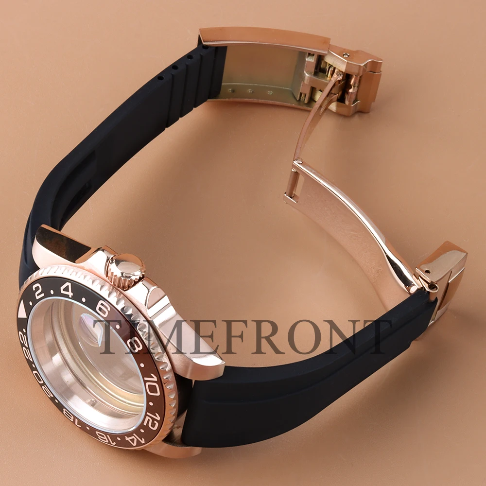 ارتفع الذهب/الذهب 40 مللي متر الحال بالنسبة SUB GMT Seiko NH35 NH34 NH36 NH38 حركة مطاط مقاوم للمياه الساعات YACHT-MASTER ساعة