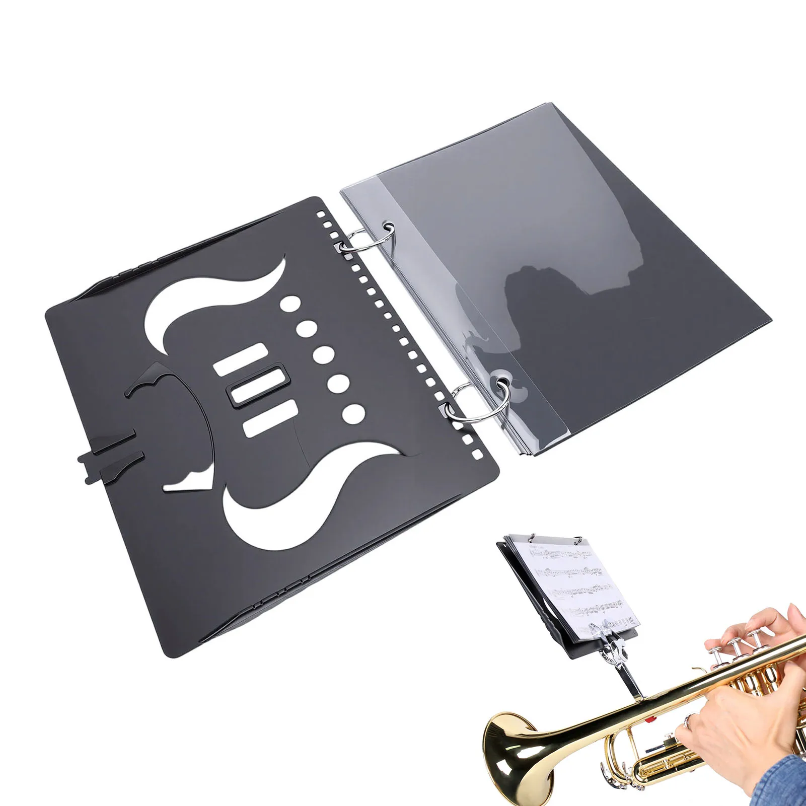 Carpeta con 5 Ventanas Transparentes, Porta Partituras Portátil para Banda de Marcha