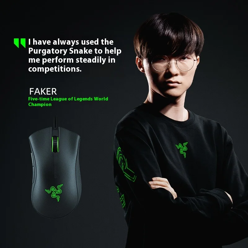 ماوس الألعاب السلكي الأساسي Razer DeathAdder - الإصدار الكلاسيكي، تصميم مريح، مستشعر بصري دقيق من Razer