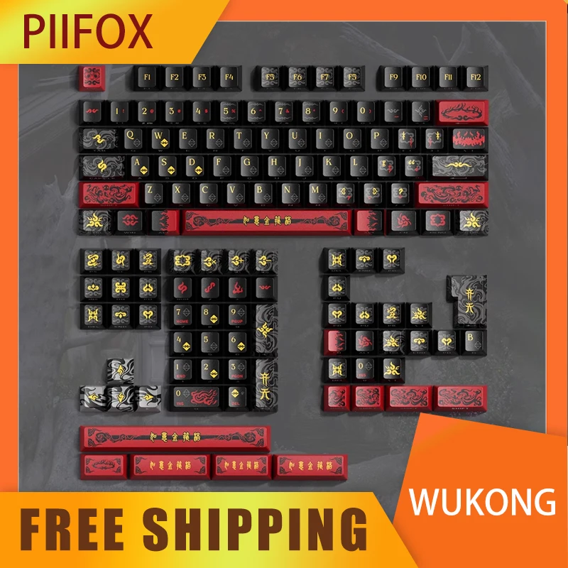 

PIIFOX WuKong Keycaps 130keys Cherry Profile Side Printed Cartoon Customized Keycap Set For Mechanical Gaming Keyboard Switch