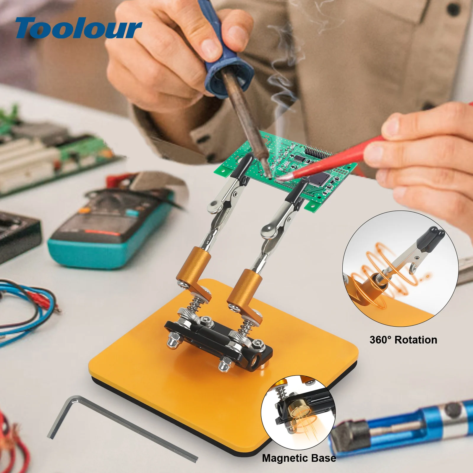 

Magnetic Helping Hands Soldering Station with Stable Base 4 Flexible Arms 360° Rotatable Adjust Helping Hands Tool for Soldering