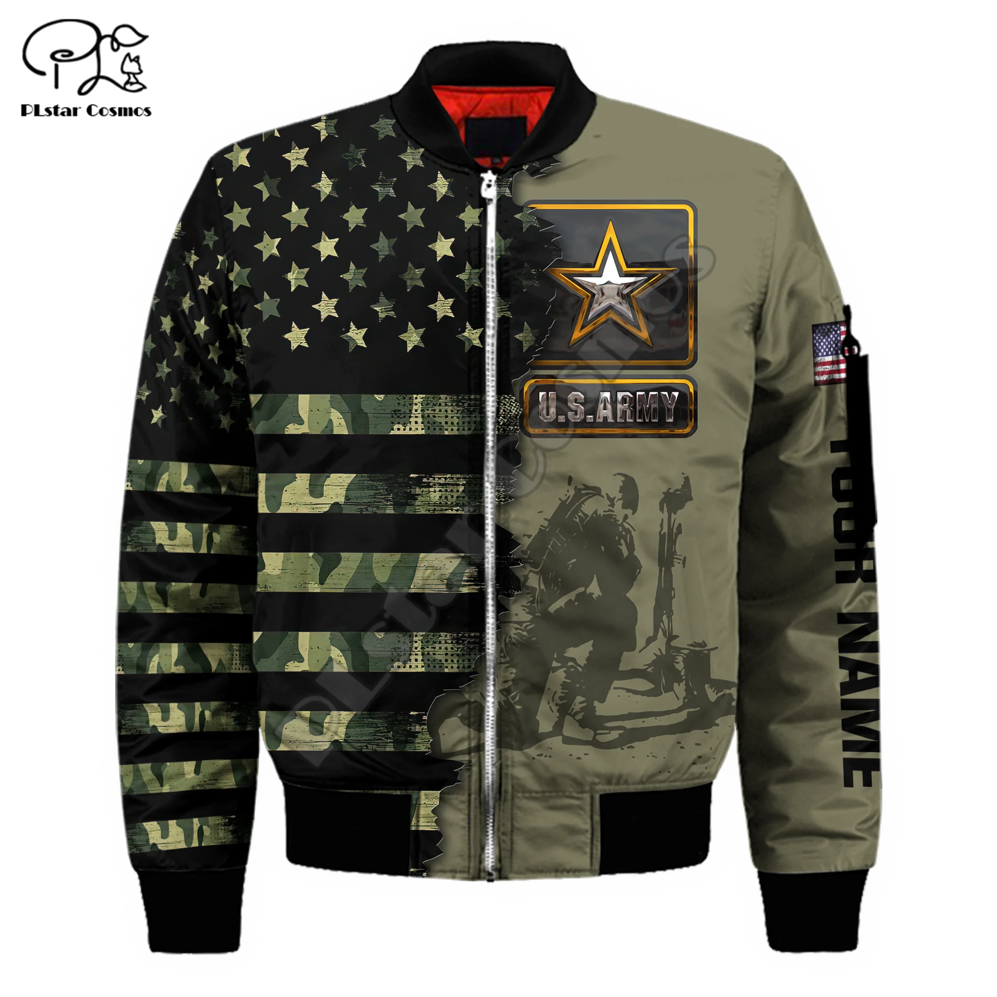 

PLstar Cosmos US Army Marine Eagle Military Camo Suits Veteran Windbreaker Streetwear 3Dprint Men/Women Overcoat Bomber Jacket 1