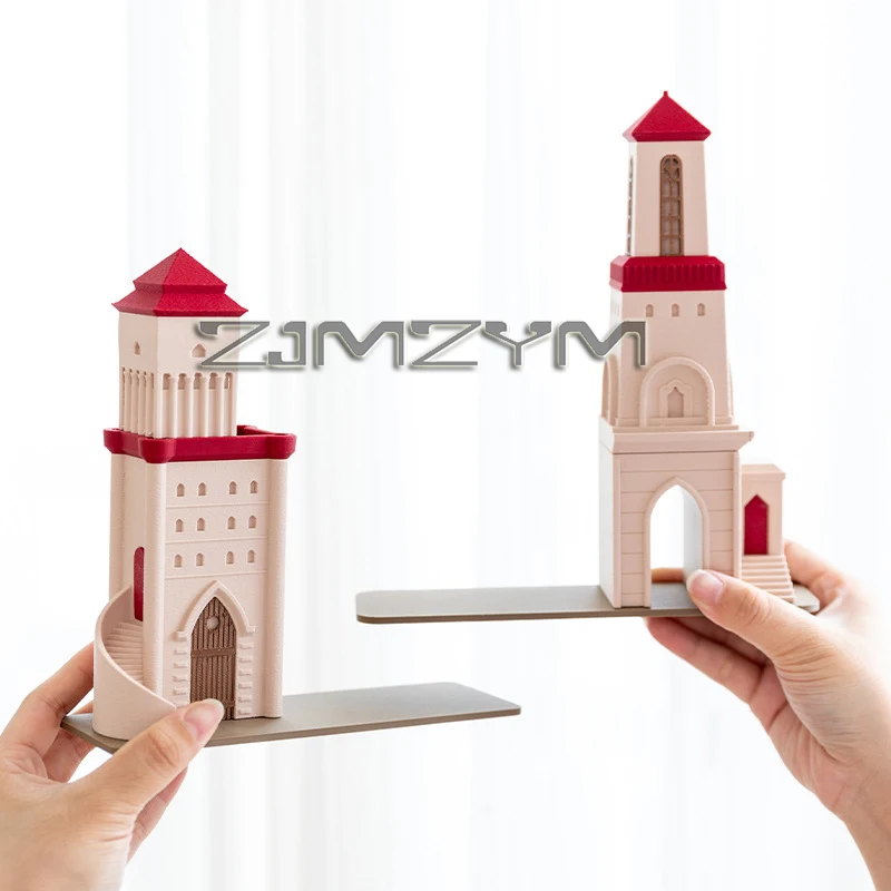 Retro Castle Bookend Desktop Decorative Book Holders for Home Desk Stationery Office Accessories Study Shelf Organization Gift