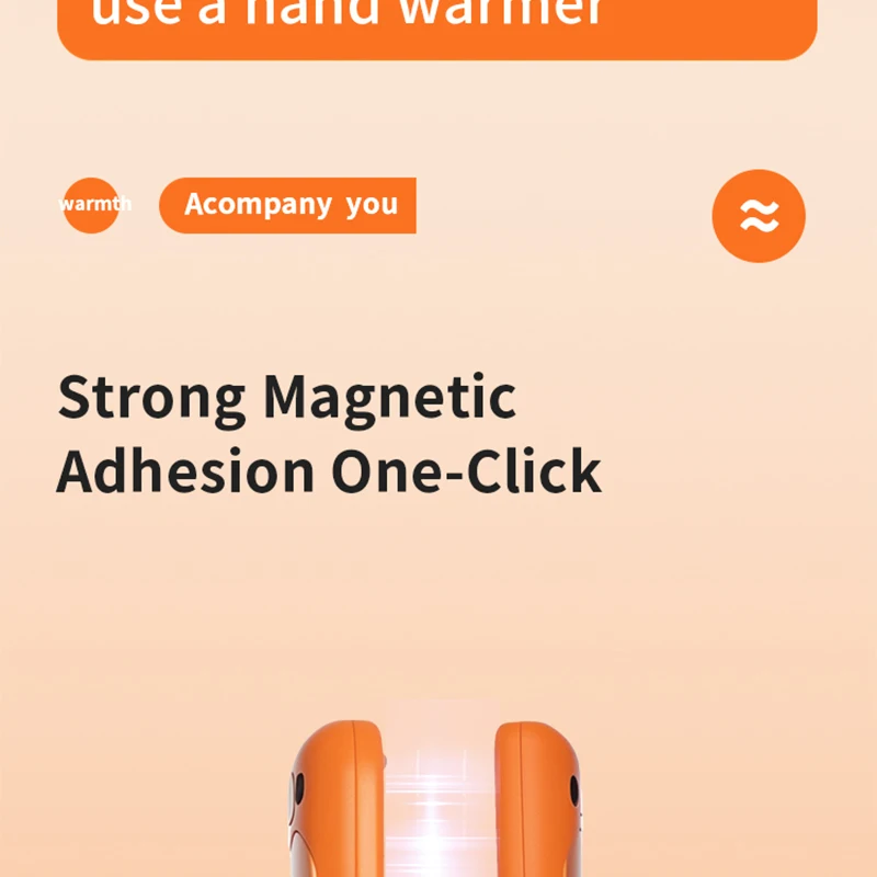 Magnetic Hand Warmer Rechargeable - 4 Colors (Orange/Pink/White/Black) Fast Heating 2-in-1 Pocket Heater for Winter Outdoor