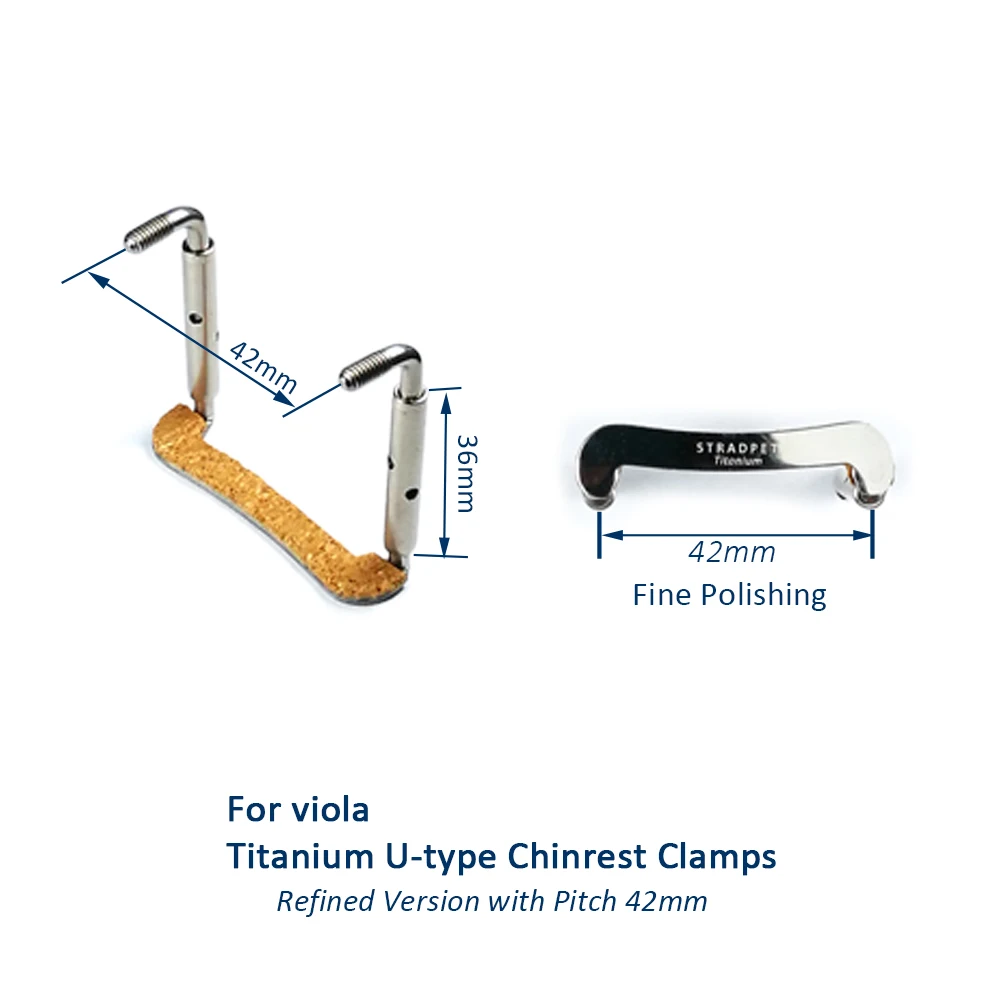 STRADPET Titanium U-Type Chinrest Clamps in width 42mm for Viola, Refine version
