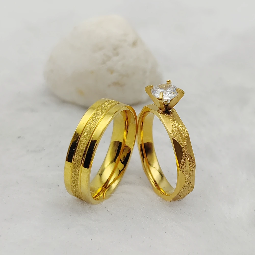 Anillos de Compromiso de lujo, sortija de dedo chapada en oro de 18K, exhibición de alianzas, Boda nupcial